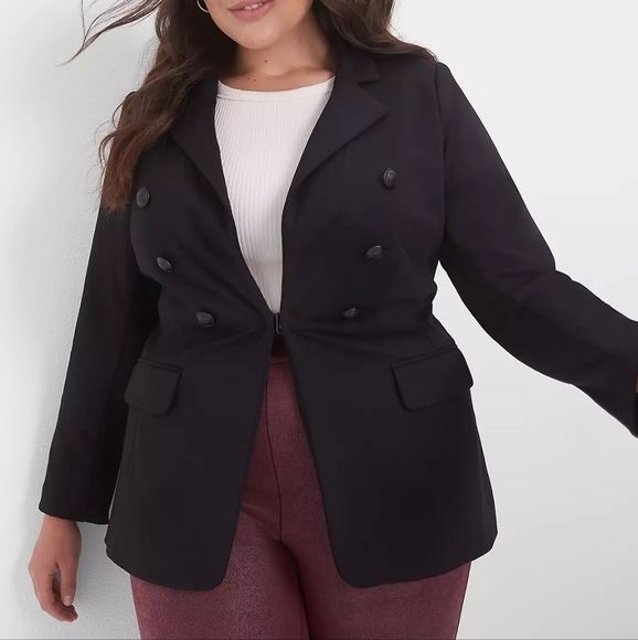 Lane Bryant The Bryant blazer sz 28 black double breasted buttons - Picture 1 of 8